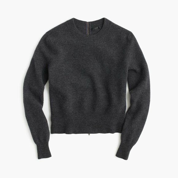 NWT-S-J.Crew j.crew wool back zip sweater gray
